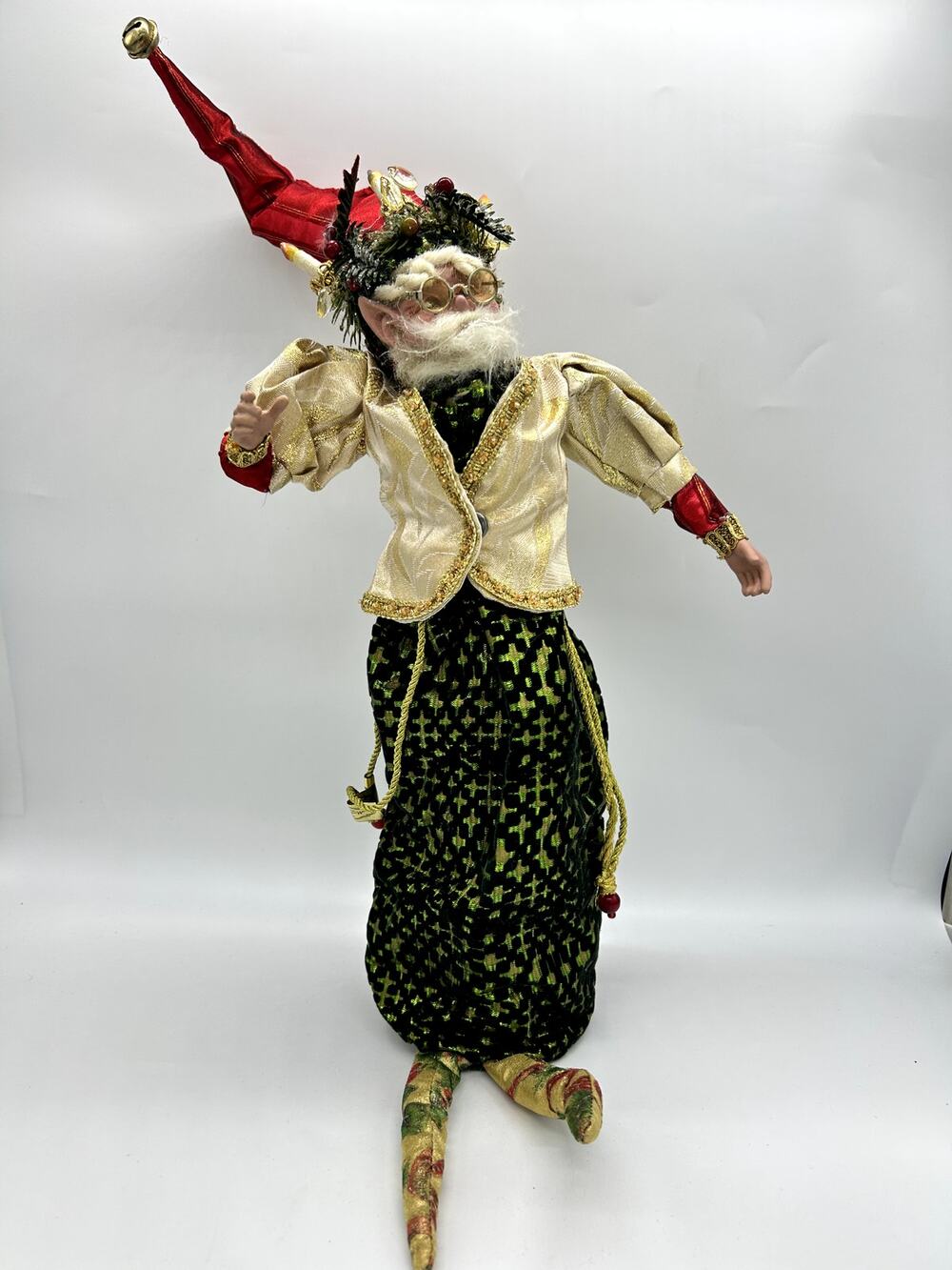 Mark Roberts Christmas Fairy Elf Wine Bottle Bag Green Holiday Decor Unique Gift